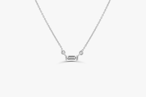 Gold Baguette Moissanite Necklace - Image 4