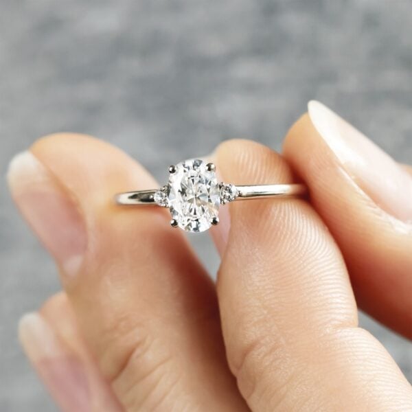 Jane - Oval Moissanite Three-stone Engagement Ring - Image 5