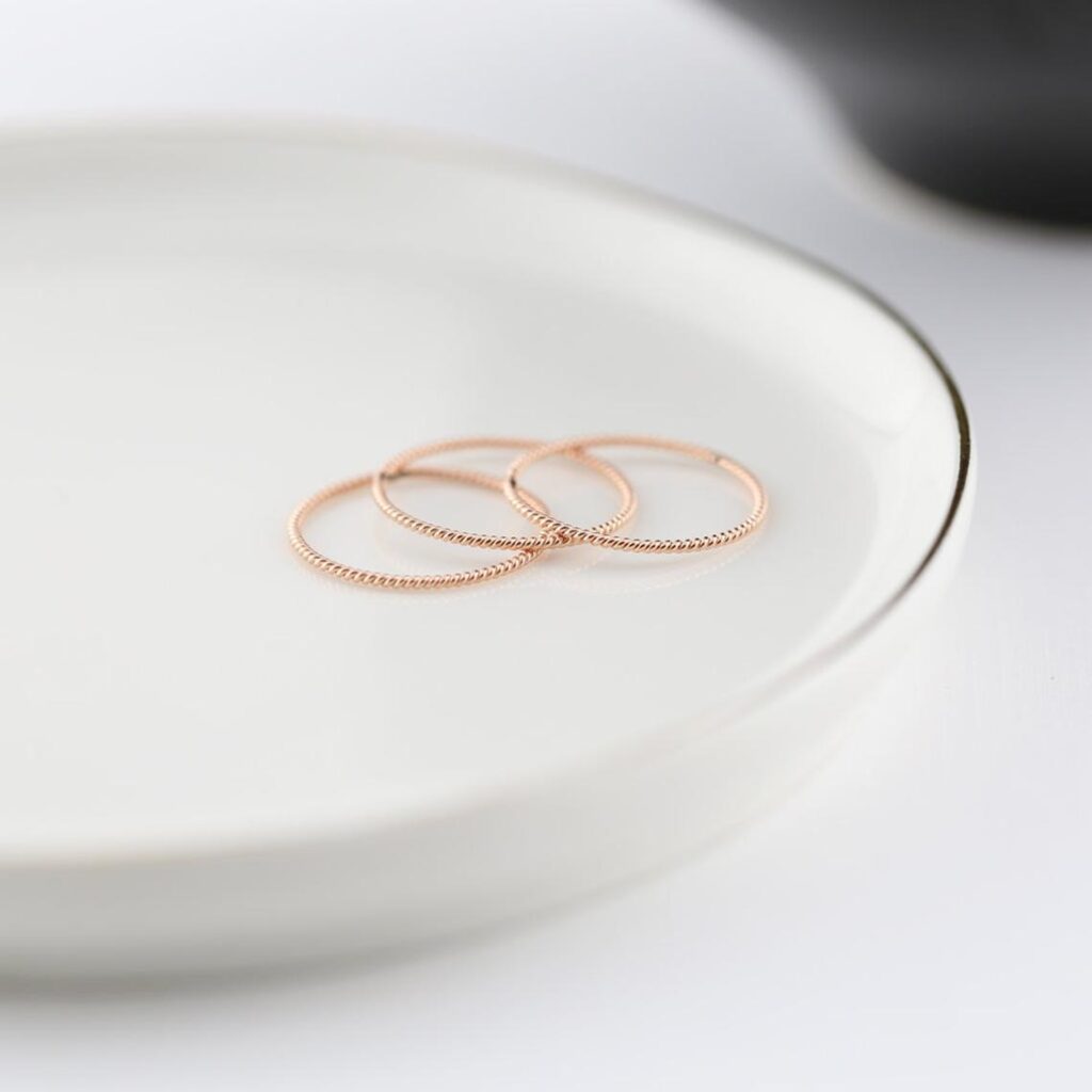 Twisted Rope Wedding Band Set of 3
