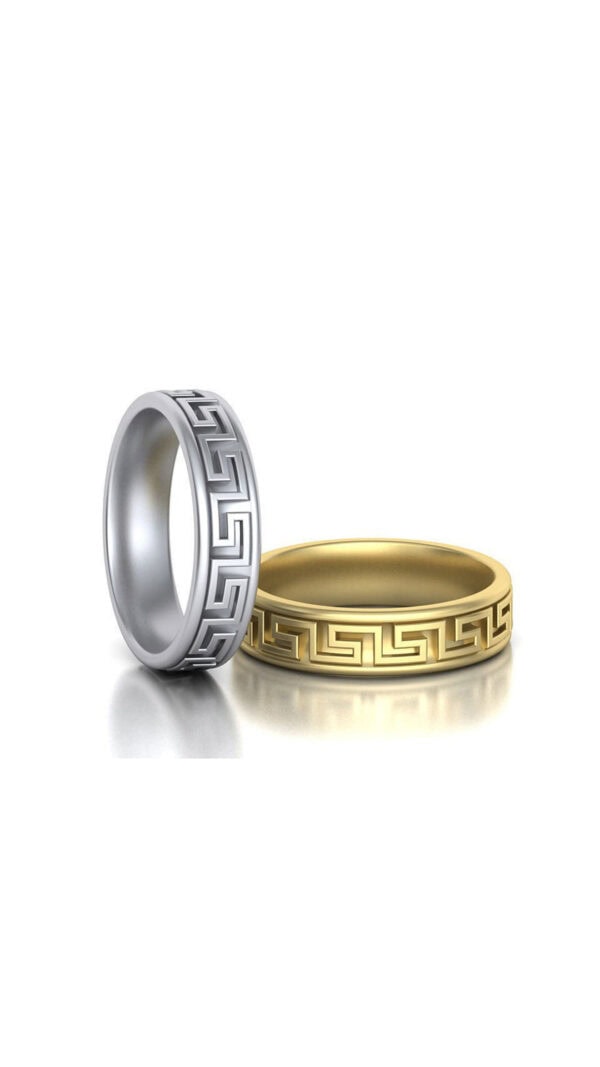 9ct Gold Mens Meander Wedding Ring