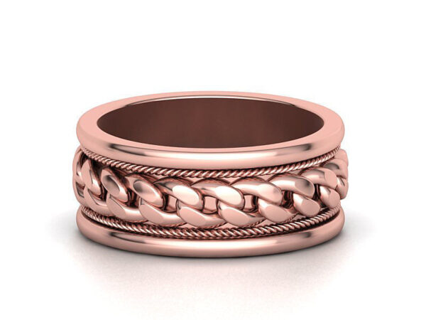 9ct Gold Mens Cuban Wedding Ring - Image 2