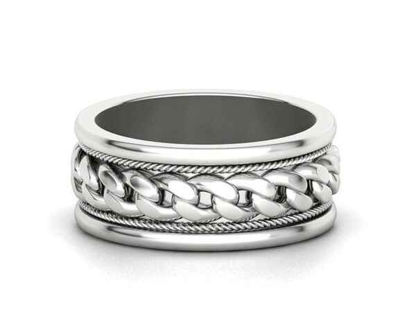 9ct Gold Mens Cuban Wedding Ring - Image 3