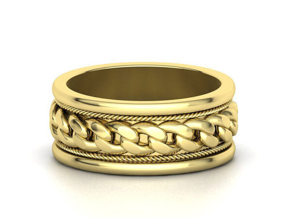 9ct Gold Mens Cuban Wedding Ring - Image 4