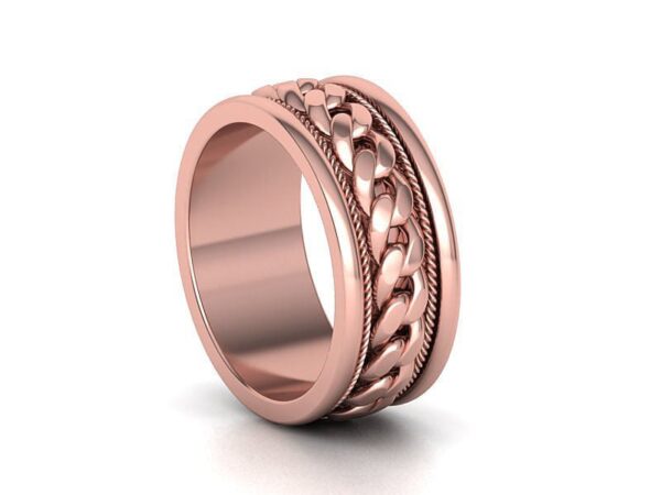 9ct Gold Mens Cuban Wedding Ring - Image 7