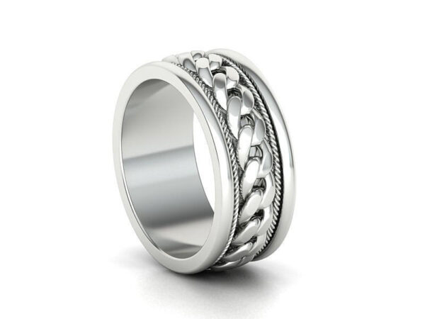 9ct Gold Mens Cuban Wedding Ring - Image 6