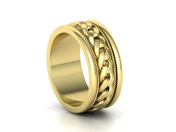 9ct Gold Mens Cuban Wedding Ring - Image 5