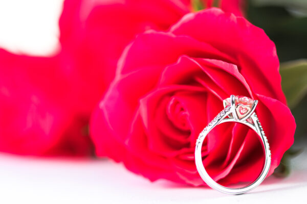 Moissanite Round Risen Heart Engagement Ring - Image 5