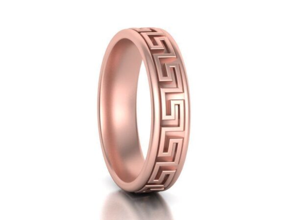 9ct Gold Mens Meander Wedding Ring - Image 2