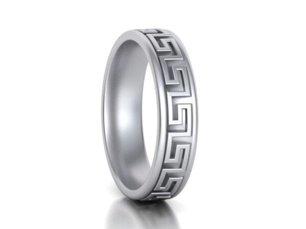 9ct Gold Mens Meander Wedding Ring - Image 4