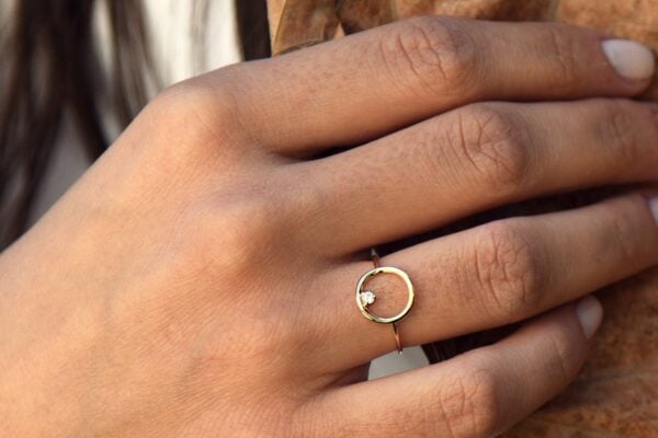 Gold Circle Moissanite Ring