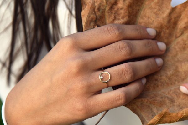 Gold Circle Moissanite Ring - Image 3