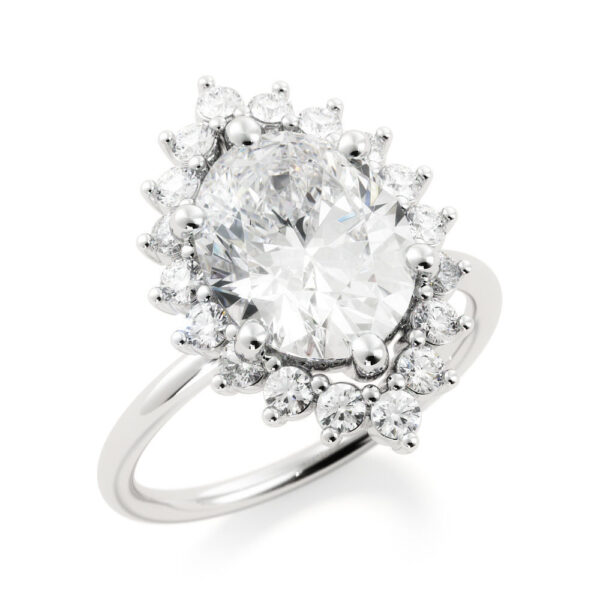 3ct Oval Halo Moissanite Engagement Ring - Image 2