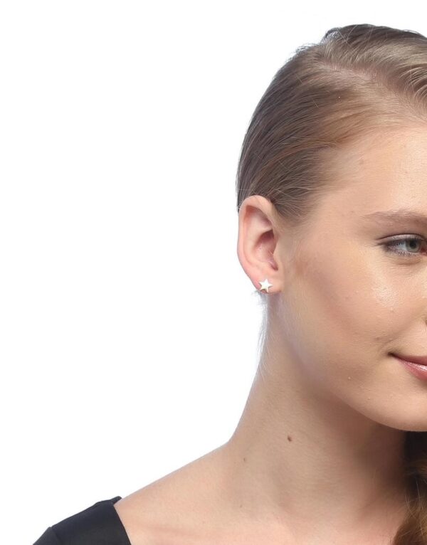Gold Star Stud Earrings - Image 2