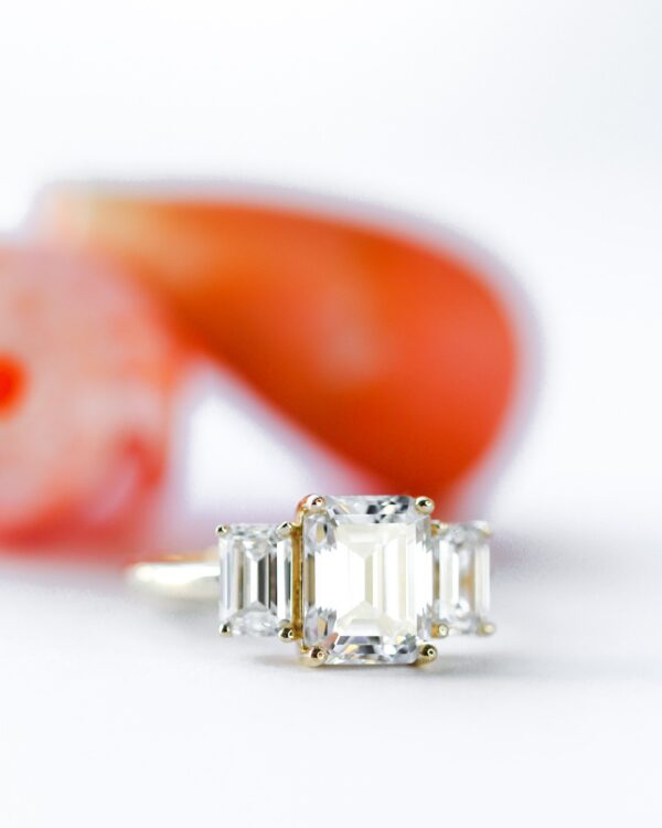 Emerald Trilogy Moissanite Engagement Ring