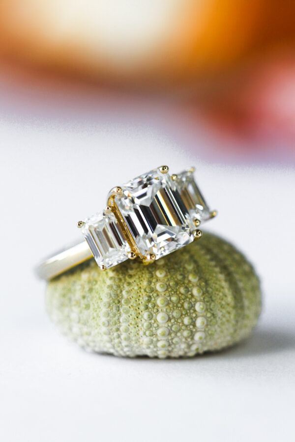 Emerald Cut Trilogy Ring - Image 6