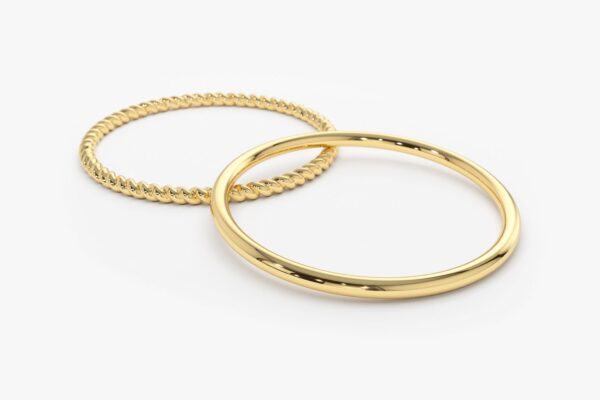 Gold Twisted Rope Ring Set - Image 2