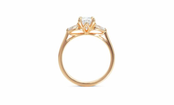 1ct Moissanite Cushion Trilogy Engagement Ring - Image 3