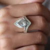 Pear Moissanite Twin Band Ring