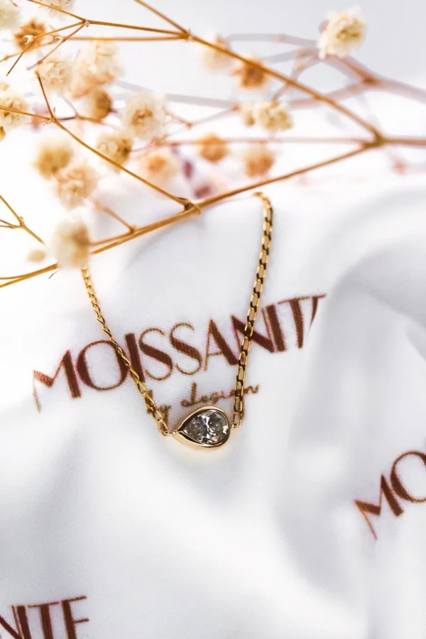 Bezel Pear Moissanite Bracelet - Image 3