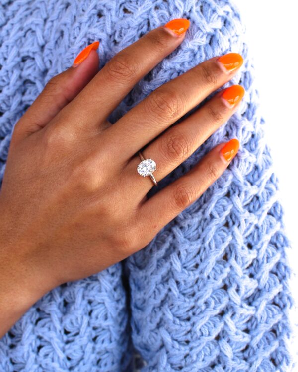 Classic Oval Moissanite Hidden Halo Engagement Ring