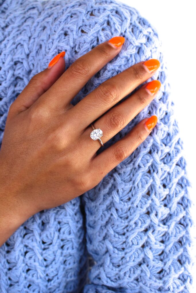 Classic Oval Moissanite Hidden Halo Engagement Ring