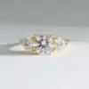 Hidden Halo Round Trilogy Moissanite Engagement Ring