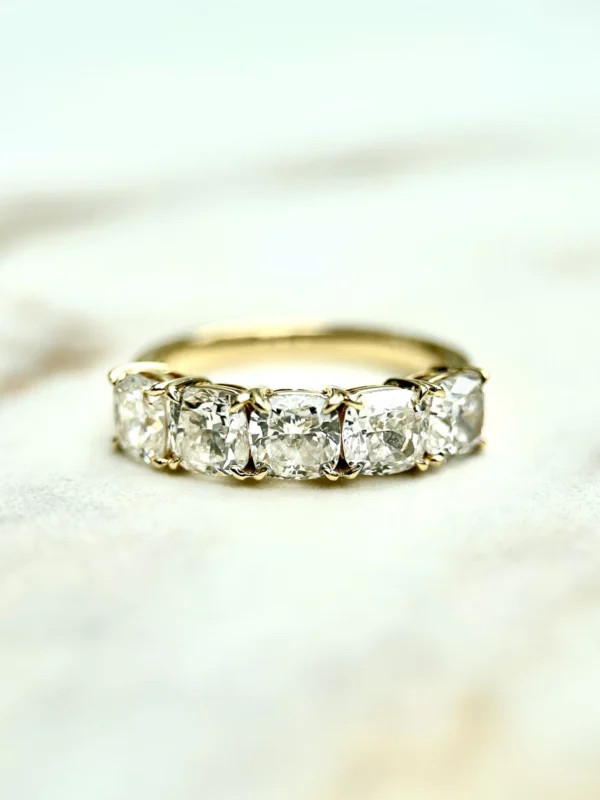 Cushion Cut Moissanite Eternity Band