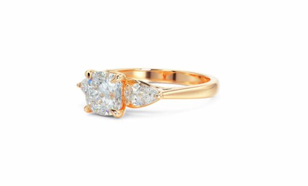 1ct Moissanite Cushion Trilogy Engagement Ring - Image 2