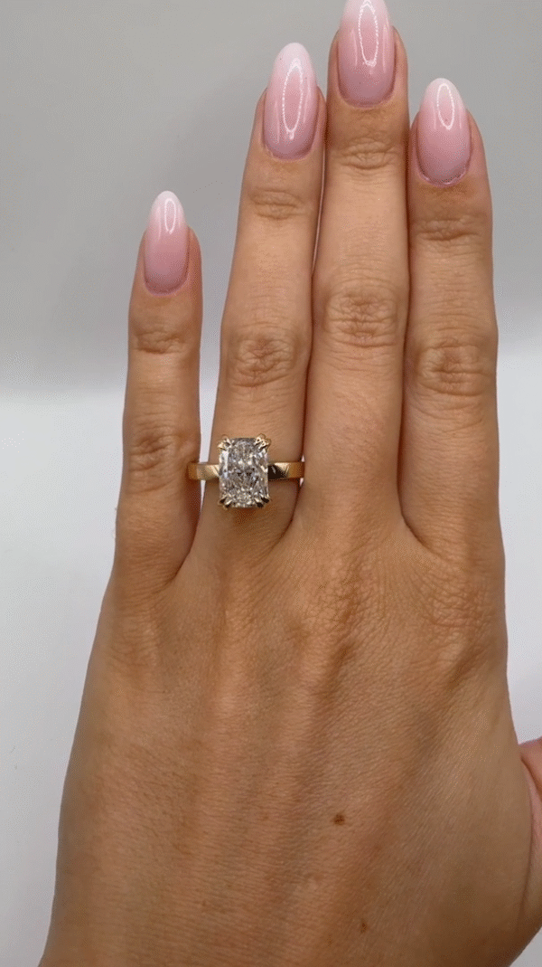 Double Claw Emerald Cut Engagement Ring