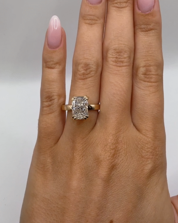 Double Claw Emerald Cut Engagement Ring