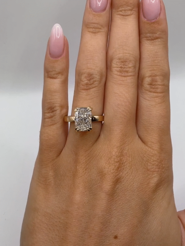 Double Claw Emerald Cut Engagement Ring