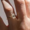 Emerald Cut Half Bezel Ring