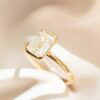 Emerald Cut Half Bezel Ring