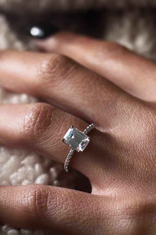 Moissanite Emerald Pave Engagement Ring South Africa 2