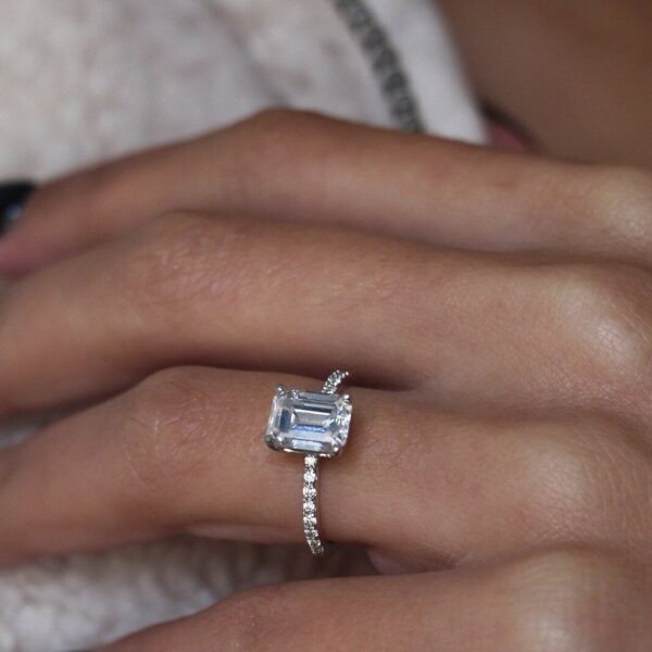 Moissanite Emerald Pavรฉ Engagement Ring