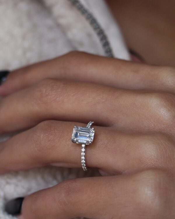 Moissanite Emerald Pavé Engagement Ring