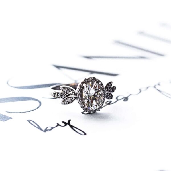 Oval Halo Floral Ring