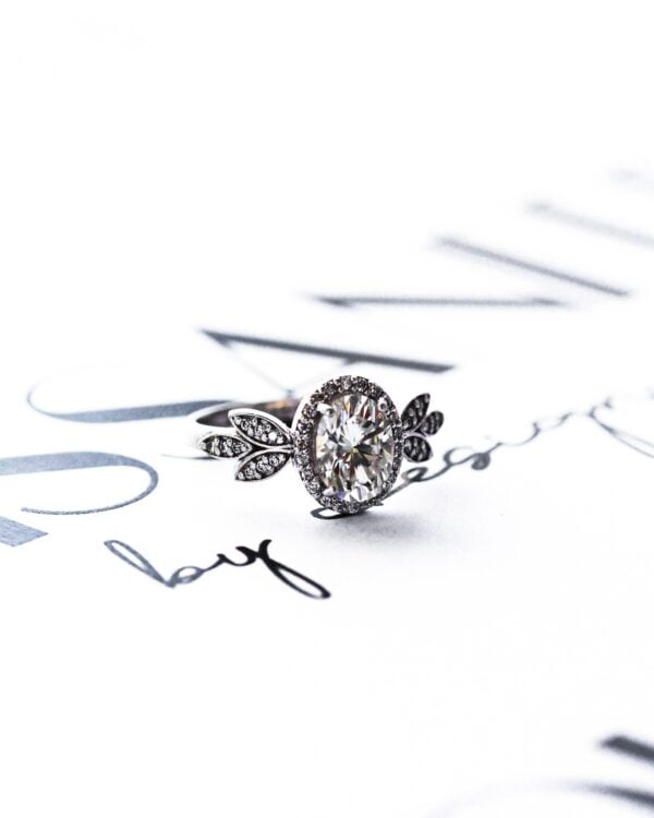 Oval Halo Floral Ring