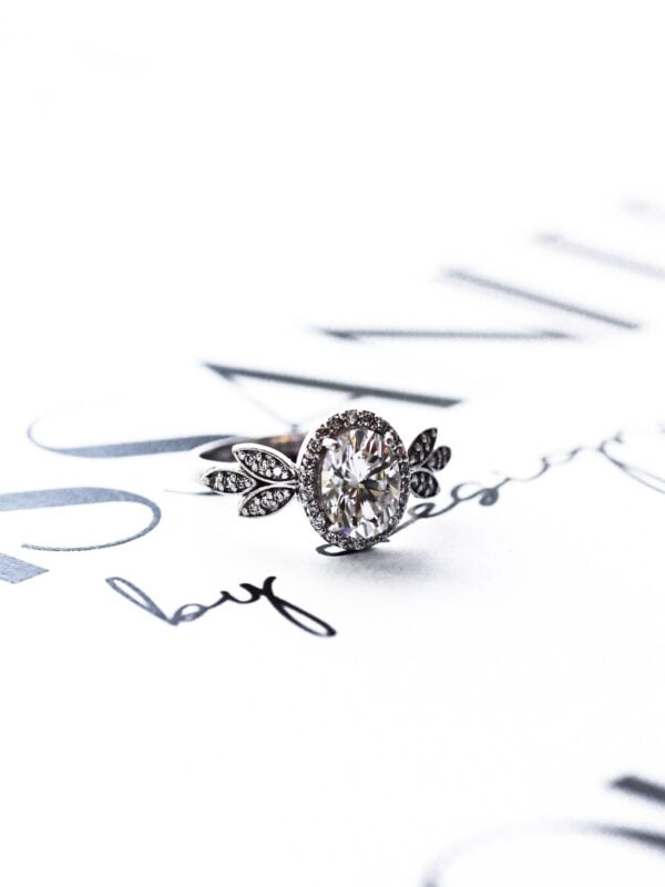 Oval Halo Floral Ring