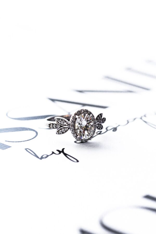 Oval Halo Floral Ring