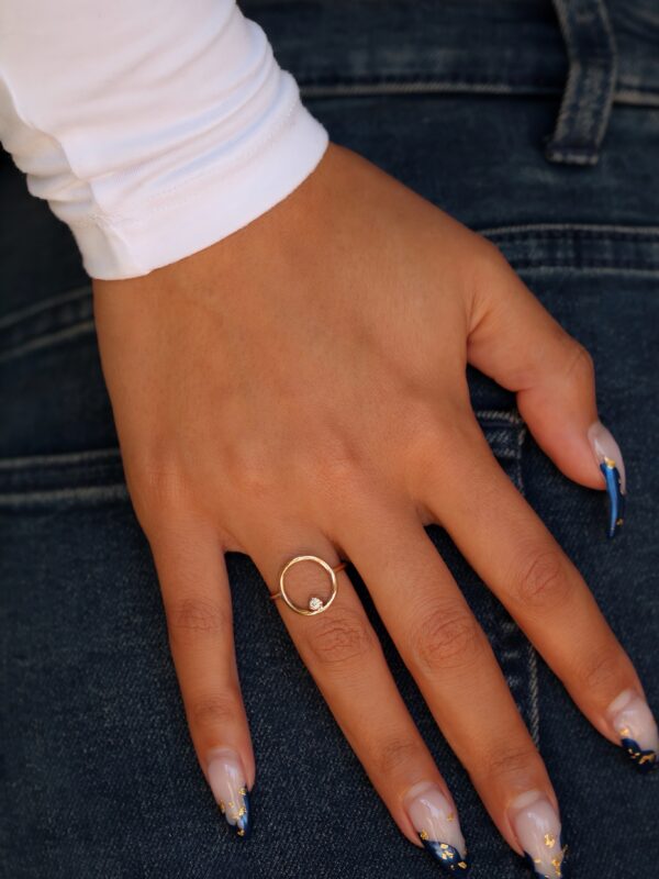 Gold Open Circle Moissanite Promise Ring