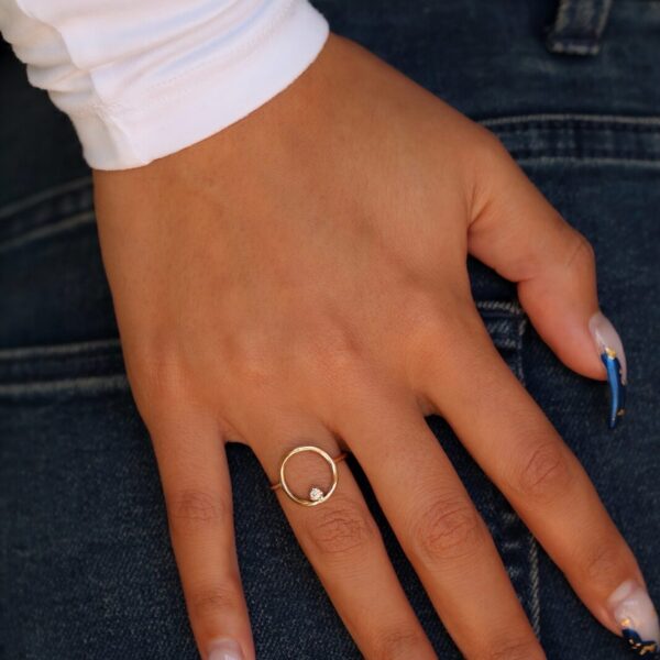 Gold Open Circle Moissanite Promise Ring