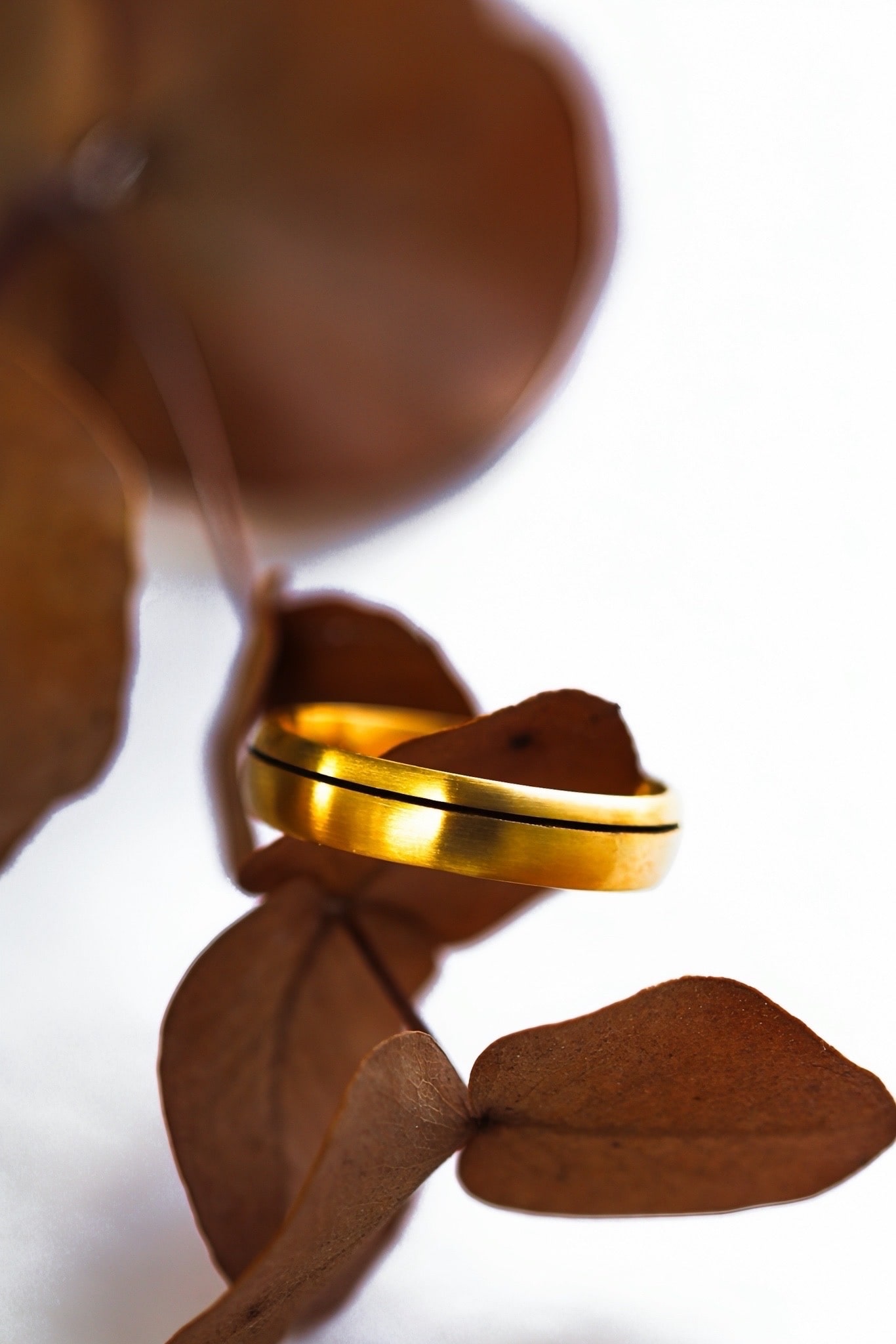Gold Satin Finish Mens Wedding Ring With Black Inlay South Africa