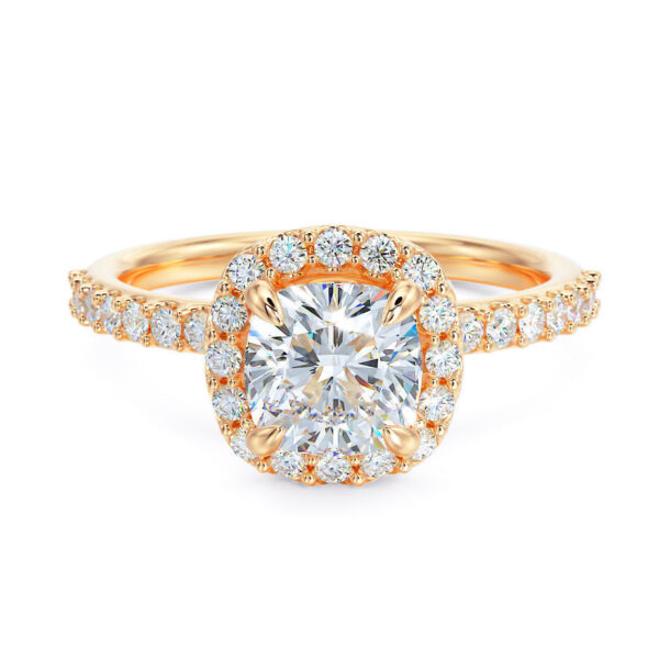 Cushion Double Halo Moissanite Engagement Ring