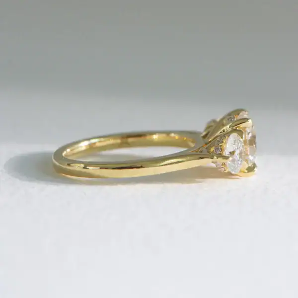 Hidden Halo Round Trilogy Moissanite Engagement Ring