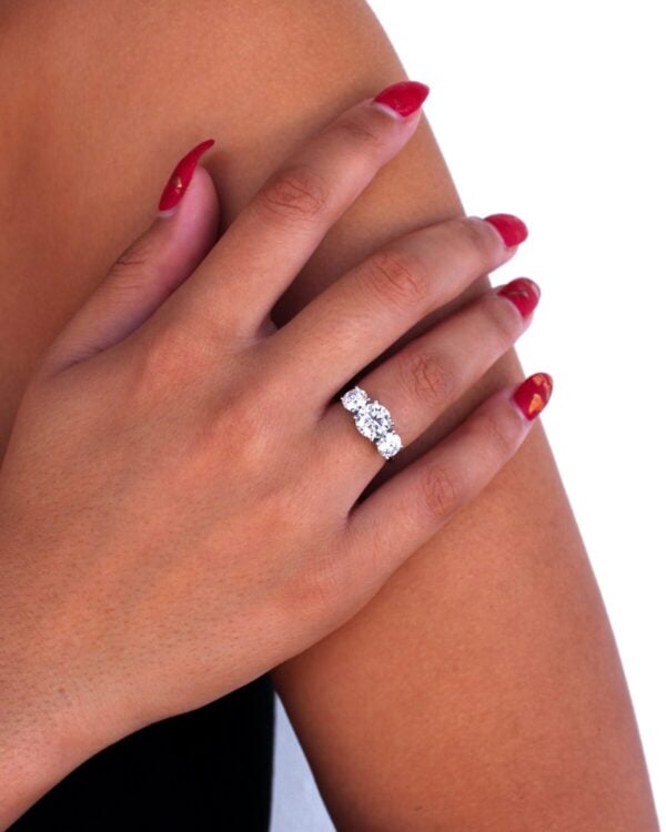 Round Trilogy Moissanite Engagement Ring