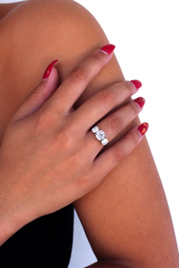 Moissanite Trilogy Engagement Rings - Image 2