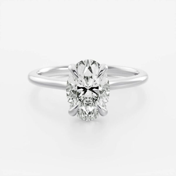 Oval Solitaire Lab Diamond Ring - Image 3