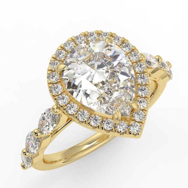 Pear Cut Moissanite Halo Ring