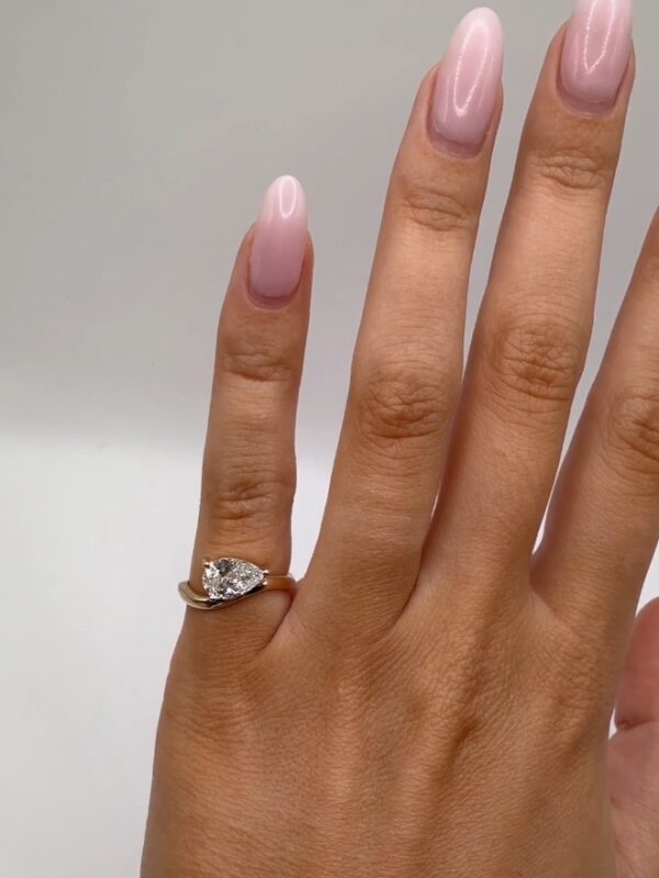 Swirl Pear Cut Pinky Ring